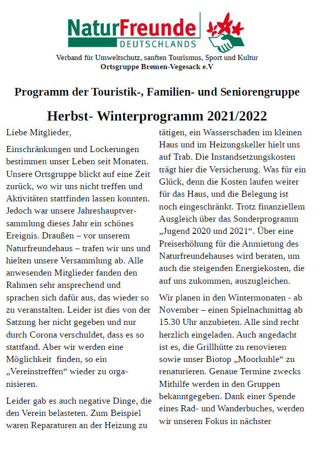 Prog.Vegesack Herbst 2021